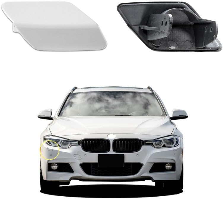 Goholy Car Front Bumper Headlight Washer Nozzle Cover Cap Compatible With BMW 3 F30 320 323 330 335 M-Sport 2013 2014 2015 2016 2017 2018 Headlight Cleaning Cover 51118056614 51118054180 Water Spray Cover - Image 1